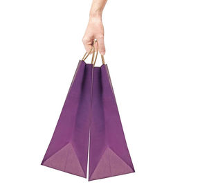 12 * 16 * 6 polegadas de sacos de papel feitos sob encomenda de Kraft, sacos de papel roxos com punhos fornecedor