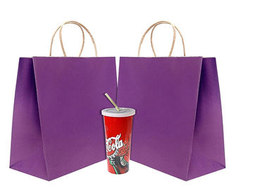 12 * 16 * 6 polegadas de sacos de papel feitos sob encomenda de Kraft, sacos de papel roxos com punhos fornecedor