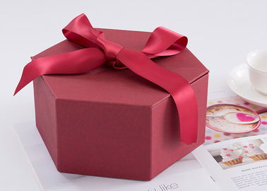 comprar Tamanho impresso costume 24,5 * 21,3 * 10.5cm das caixas de presente do hexágono com fita Fabricação em linha