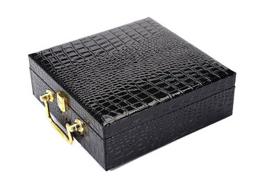 Forma de empacotamento de Cutsomzied das caixas do presente luxuoso do couro do plutônio com punho portátil fornecedor