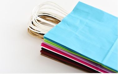 A cor azul imprimiu o logotipo de Customzied dos sacos de papel de Kraft com o punho de papel torcido fornecedor