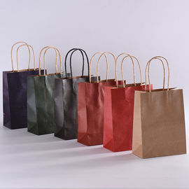 Os sacos de papel coloridos tamanho personalizados de Kraft, presente do papel de Brown ensacam Eco - amigável fornecedor