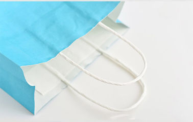 A cor azul imprimiu o logotipo de Customzied dos sacos de papel de Kraft com o punho de papel torcido fornecedor