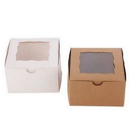 O bolo da padaria leva embora a caixa, caixas do empacotamento de alimento com a janela de visão clara fornecedor