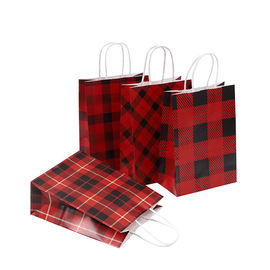 Os sacos de portador impressos costume do teste padrão de grade, presente do papel de Brown ensacam o tamanho 16 x 8 x 22 Cm fornecedor