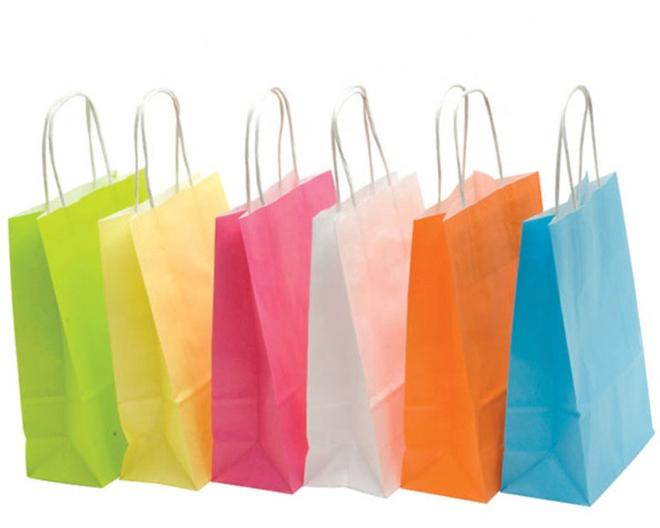 Sacos de papel coloridos recicláveis de Kraft, sacos de papel feitos sob encomenda de Brown para armazéns fornecedor