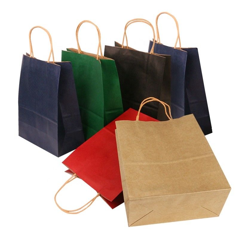 Sacos de papel personalizados de Brown da parte inferior lisa com o punho torcido papel do cabo fornecedor
